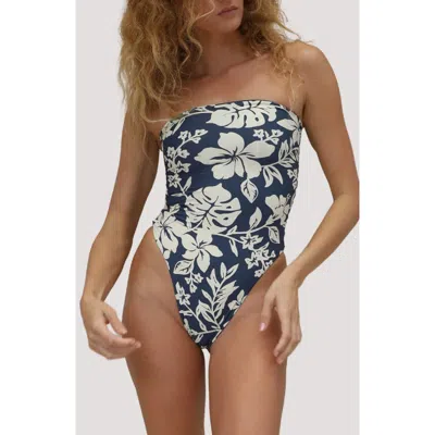 Stone Fox Swim Paola Macramé Strapless One-piece Swimsuit In Blue
