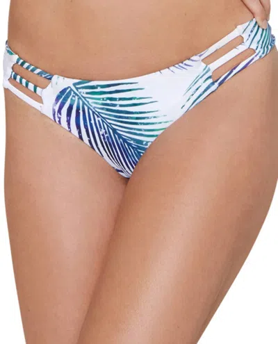 Stone Fox Swim Strappy Thong Bikini Bottom In Sfs Petrogleaf In Multi