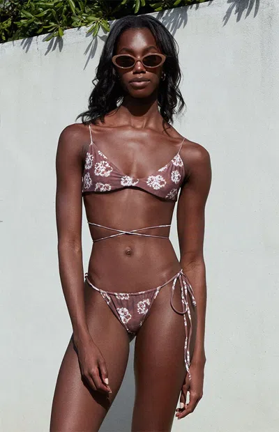 Stone Fox Women's Brown & White Ines Bralette Bikini Top In Brown/white In Multi