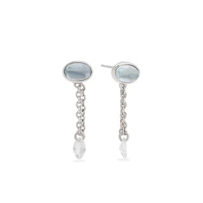 Stone Fruit Women's Blue / Silver Juicy Chain Earrings In Blue/silver