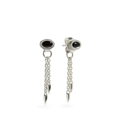 Stone Fruit Women's Bolo Chain Earrings - Silver