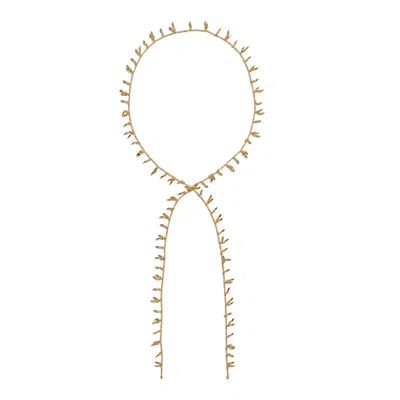 Stone Fruit Women's Fringe Scarf Necklace - Gold