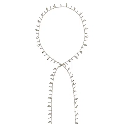 Stone Fruit Women's Fringe Scarf Necklace - Silver