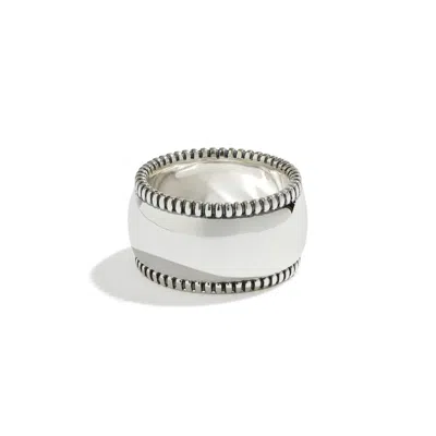 Stone Fruit Women's Large Disc Ring - Silver