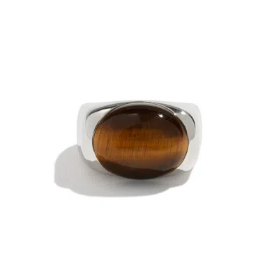 Stone Fruit Women's Silver / Brown Peeled Ring Sterling Silver In Metallic