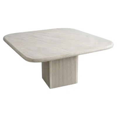 Pre-owned Stone International Minimalist Stone Dining Table + Fluted Pedestal Base, 1980s, Italy Postmodern In Gray