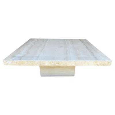 Pre-owned Stone International Travertine Coffee Table Italian Live Edge 1970s By  In Gray
