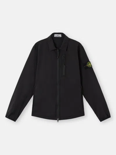 Stone Island Gray Twill Zip Overshirt Jacket In V0062 Lead Grey