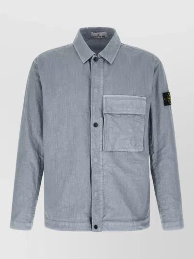 Stone Island 1200003 Overshirt Jacket Chest Pocket Sleeves In Blue