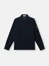 Stone Island Navy 1200020 Wrinkled Corduroy 500-tc Overshirt In Blue