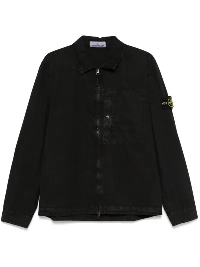 Stone Island Blue Logo Patch Shirt