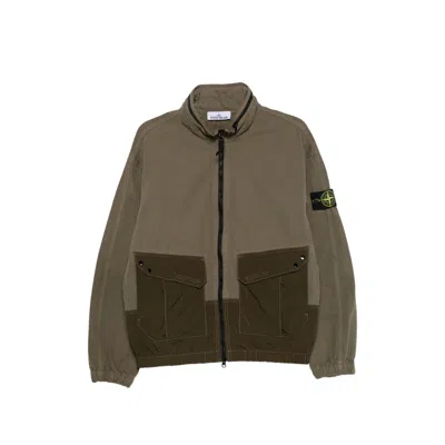 Stone Island 1200039 Organic Panama Cotton + Nylon Jacket In Green