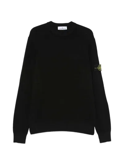 Stone Island Logo-patch Shoulder-button Sweatshirt In Black