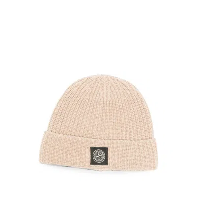 Stone Island 15n100012 Ribbed Wool Beanie In Neutral