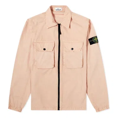 Stone Island 2 Pocket Brushed Cotton Shirt Jacket 'antique' In Pink