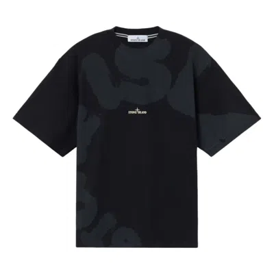 Stone Island All Over Tonal Logo T Shirt In Black