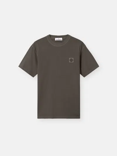 Stone Island 2100026 Organic Cotton Jersey 'fissato' Effect In Green