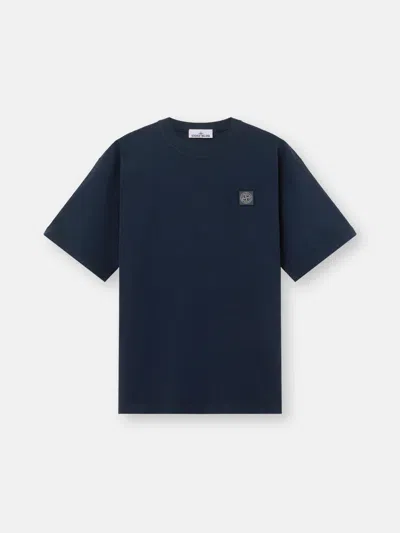Stone Island 2100030 Combed Organic Cotton Jersey In Blue