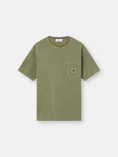 Stone Island Logo Patch Crewneck T-shirt In Green