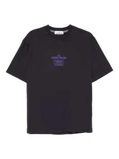 Stone Island 2100037 Combed Cotton Logo-plaque T-shirt In Black