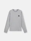 Stone Island Slim Fit Long Sleeve T-shirt With Compass Patch In Dust Grey Melange