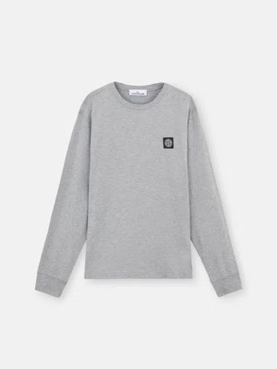 Stone Island Slim Fit Long Sleeve T-shirt With Compass Patch In Gray