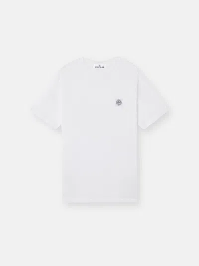 Stone Island 2100219 Organic Cotton Jersey 'fissato' Effect In White