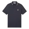 Stone Island Mens Black Brand-patch Regular-fit Stretch-cotton Polo Shirt Xl In Blue