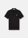 Stone Island Black Piquet Polo Shirt In Black
