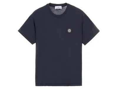 Pre-owned Stone Island 24113 60/2 Cotton Jersey Garment Dyed T-shirt In Navy Blue