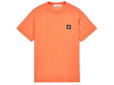 Pre-owned Stone Island 24113 60/2 Cotton Jersey Garment Dyed T-shirt In Orange