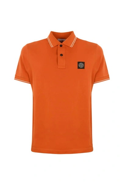 Stone Island 2sc18 Cotton Polo Shirt In Orange