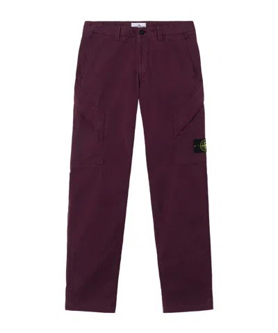 Stone Island 3100003 Supima Cotton Cargo Patch-pocket Trousers In Purple