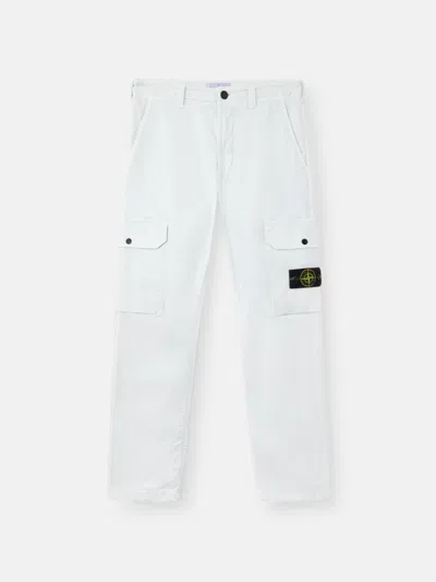 Stone Island 3100011 Organic Cotton Stretch Broken Twill 'old' Effect In White