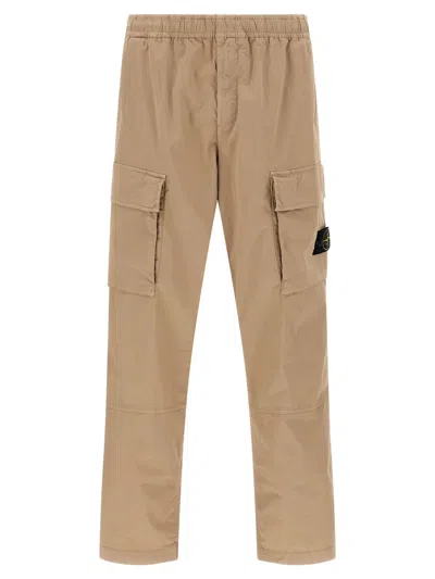 Stone Island Organic Cotton Stretch Cargo Pants In Multi