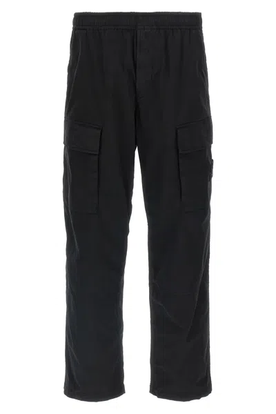 Stone Island Stretch Cotton Loose Fit Cargo Pants In Black