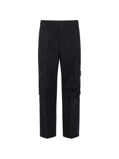 Stone Island 3100022 All-weather Cotton-canvas_s.i. Ghost Cargo Trousers In Black