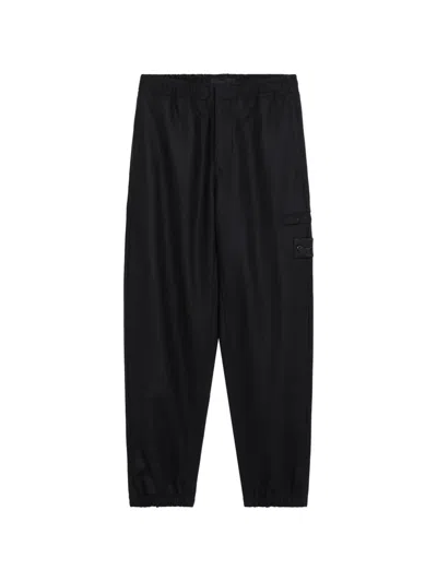 Stone Island 3100024 Wool Nylon Flannel S.i Ghost Sweatpants In Black