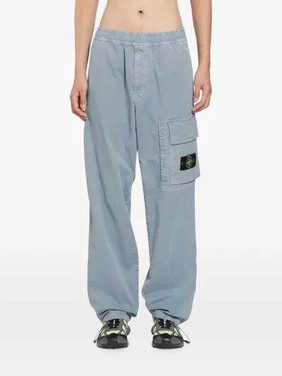 Stone Island 3100036 Stretch Organic Broken Twill Cotton Old Effect Joggers In Blue