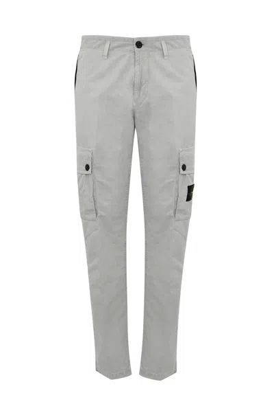 Stone Island 3100303 Trousers In Old Effect Canvas In Gray
