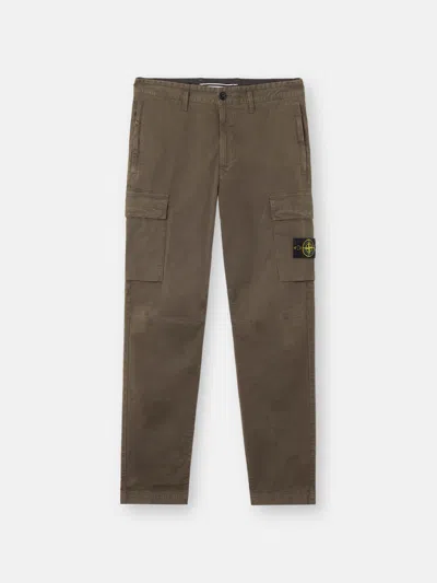 Stone Island Cargo Pants In Organic Twill Cotton In Green