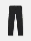 Stone Island Black Brushed Organic Cotton Canvas Old Effect Trousers In Black
