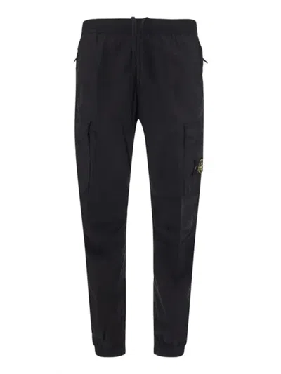 Pre-owned Stone Island 31303 Stretch Cotton Tela 'paracadute' Garment Dyed Cargo Pants In Black