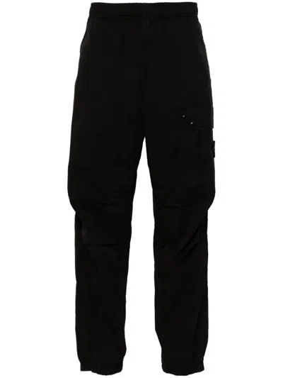 Stone Island Mid-rise Cargo Trousers In Black