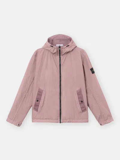 Stone Island Mens Purple Grey Crinkle Reps Ny Hooded Woven Jacket In Pink