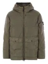 Stone Island Quilted Down Jacket With Fixed Hood In Gray