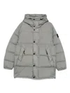 Stone Island Quilted Hooded Down Jacket With Angular Flap Pockets In Gray