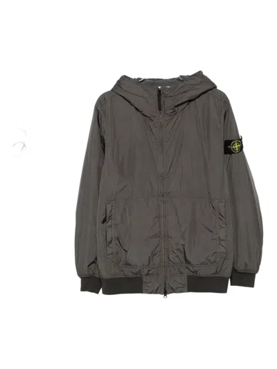 Stone Island 4100013 Hooded Down Jacket In Gray