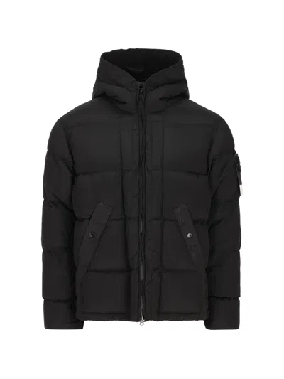 Stone Island Garment Dyed Crinkle Reps Ny Down Jacket In Black