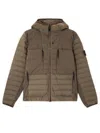Stone Island Drawstring Hooded Quilted Side Zip Jacket In Brown